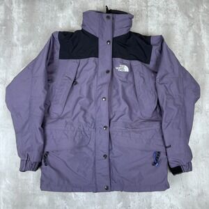 The North Face Hyvent Jacket Womens Small Hooded Purple Full Zip Ski Outdoors